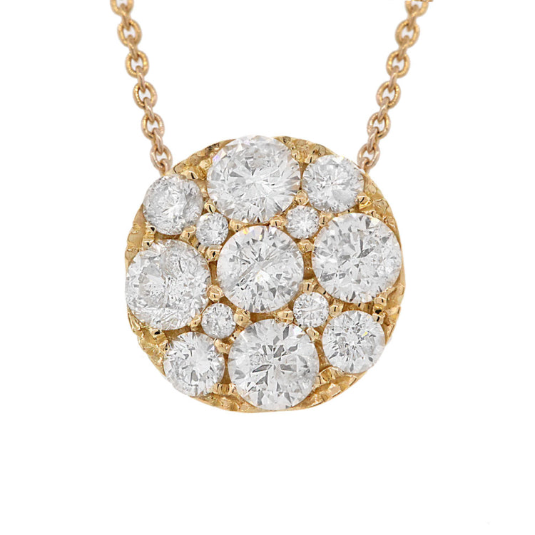 1.15ct 14k Yellow Gold Diamond Cluster Necklace 1.15ct 14k Yellow Gold Diamond Cluster Necklace