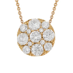 1.15ct 14k Yellow Gold Diamond Cluster Necklace 1.15ct 14k Yellow Gold Diamond Cluster Necklace