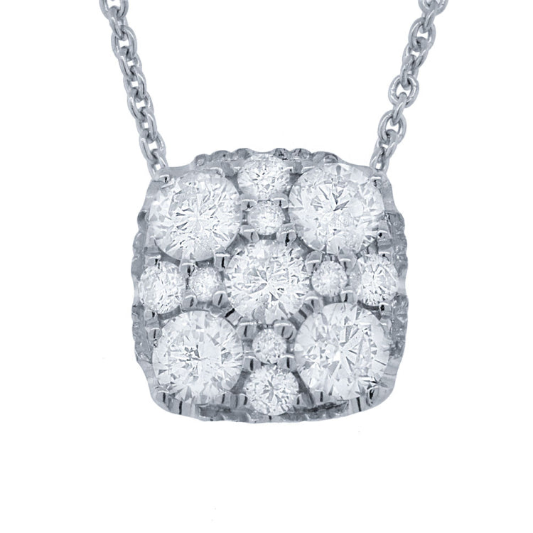 0.55ct 14k White Gold Diamond Cluster Necklace 0.55ct 14k White Gold Diamond Cluster Necklace