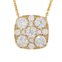 1.00ct 14k Yellow Gold Diamond Cluster Necklace 1.00ct 14k Yellow Gold Diamond Cluster Necklace