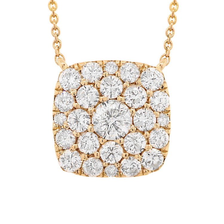 1.10ct 14k Yellow Gold Diamond Cluster Necklace 1.10ct 14k Yellow Gold Diamond Cluster Necklace