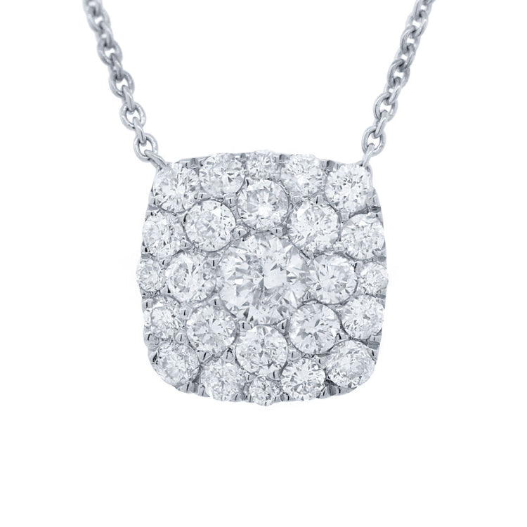 1.10ct 14k White Gold Diamond Cluster Necklace 1.10ct 14k White Gold Diamond Cluster Necklace