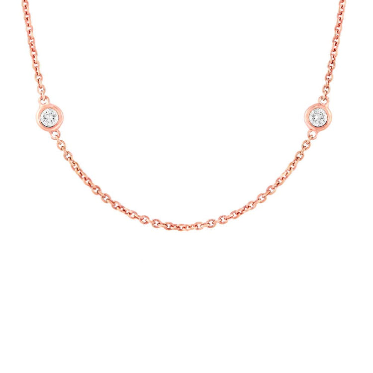 0.28ct 14k Rose Gold 18" Diamonds By The Yard Chain 0.28ct 14k Rose Gold 18" Diamonds By The Yard Chain