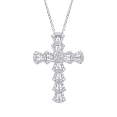 1.28ct 18k White Gold Diamond Cross Necklace 1.28ct 18k White Gold Diamond Cross Necklace