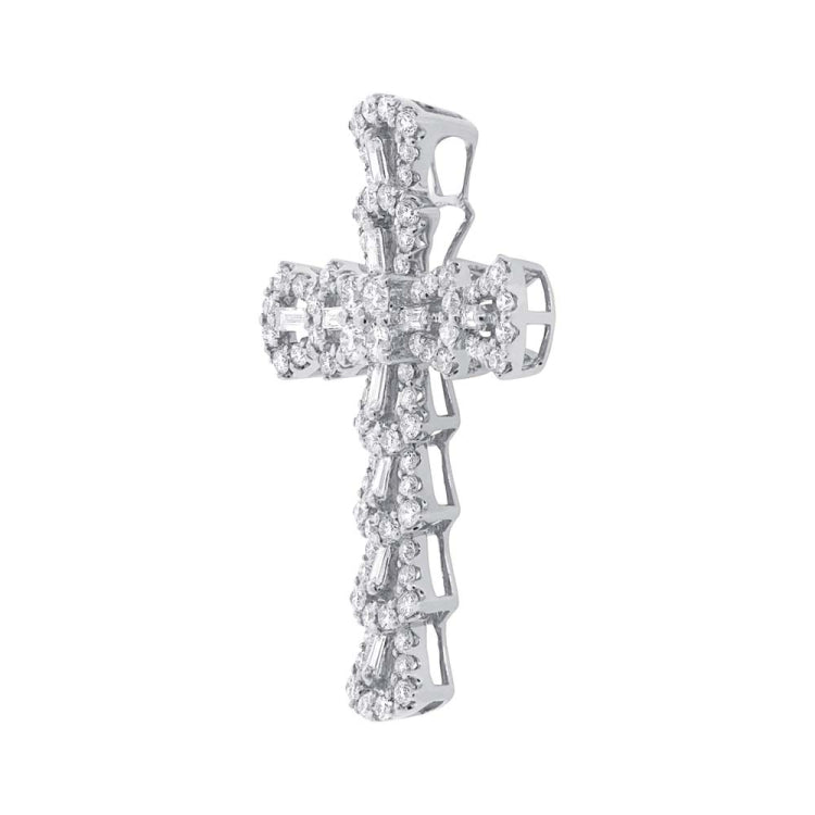 1.28ct 18k White Gold Diamond Cross Necklace 1.28ct 18k White Gold Diamond Cross Necklace