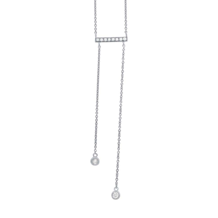 0.15ct 14k White Gold Diamond Bar Lariat Necklace 0.15ct 14k White Gold Diamond Bar Lariat Necklace