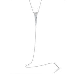 0.25ct 14k White Gold Diamond Pave Triangle Lariat Necklace 0.25ct 14k White Gold Diamond Pave Triangle Lariat Necklace