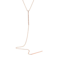 0.18ct 14k Rose Gold Diamond Pave Lariat Necklace 0.18ct 14k Rose Gold Diamond Pave Lariat Necklace