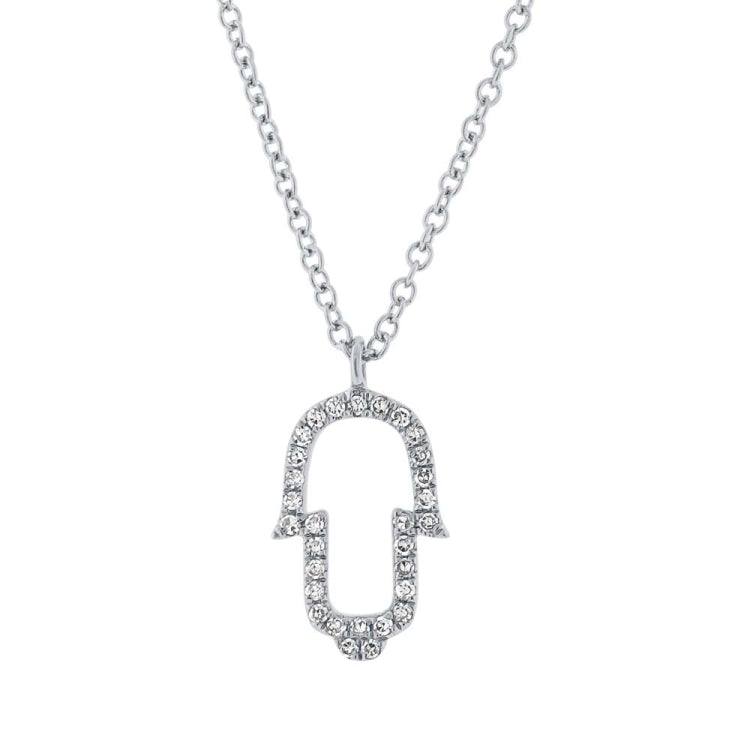 0.08ct 14k White Gold Diamond Hamsa Necklace 0.08ct 14k White Gold Diamond Hamsa Necklace