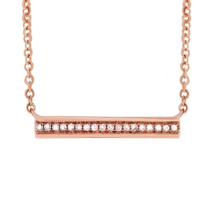0.06ct 14k Rose Gold Diamond Bar Pendant 0.06ct 14k Rose Gold Diamond Bar Pendant