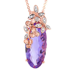 0.04ct Diamond & 10.13ct Amethyst 14k Two-tone Rose Gold Pendant 0.04ct Diamond & 10.13ct Amethyst 14k Two-tone Rose Gold Pendant