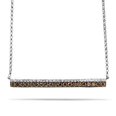 0.35ct 14k White Gold White & Champagne Diamond Bar Necklace 0.35ct 14k White Gold White & Champagne Diamond Bar Necklace
