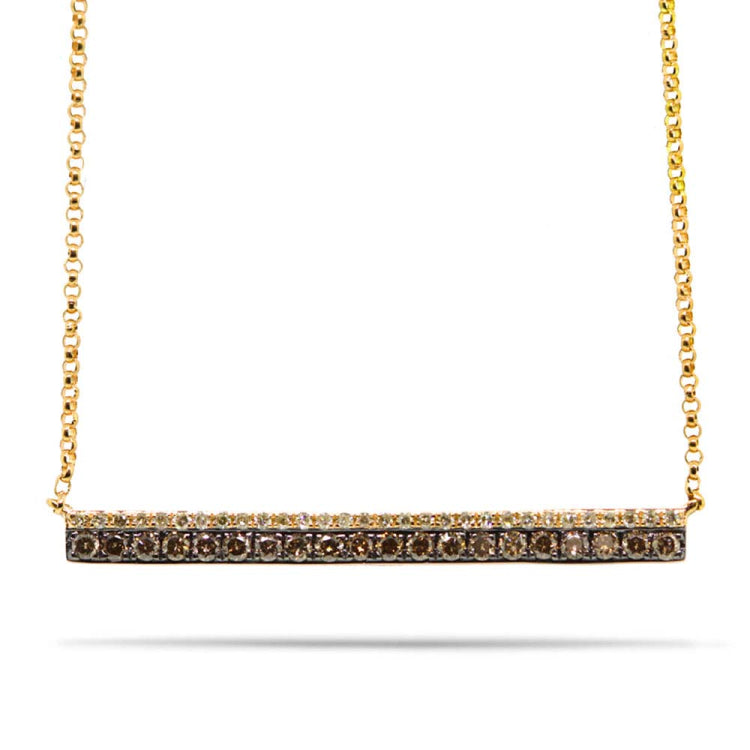 0.35ct 14k Yellow Gold White & Champagne Diamond Bar Necklace 0.35ct 14k Yellow Gold White & Champagne Diamond Bar Necklace