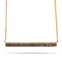 0.35ct 14k Yellow Gold White & Champagne Diamond Bar Necklace 0.35ct 14k Yellow Gold White & Champagne Diamond Bar Necklace