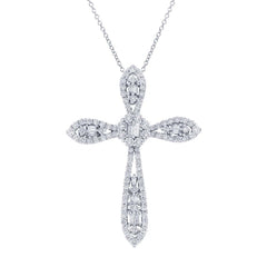 1.34ct 18k White Gold Diamond Cross Necklace 1.34ct 18k White Gold Diamond Cross Necklace
