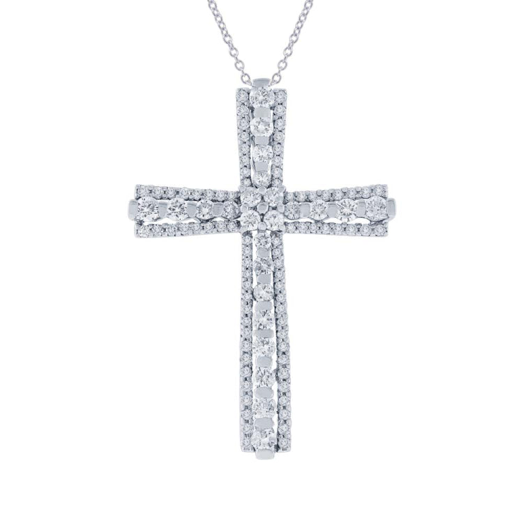 1.23ct 18k White Gold Diamond Cross Necklace 1.23ct 18k White Gold Diamond Cross Necklace