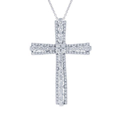1.23ct 18k White Gold Diamond Cross Necklace 1.23ct 18k White Gold Diamond Cross Necklace