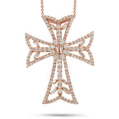 2.34ct 18k Rose Gold Diamond Cross Necklace 2.34ct 18k Rose Gold Diamond Cross Necklace