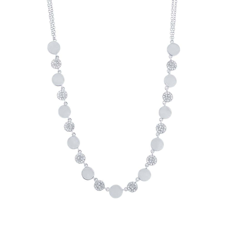 0.30ct 14k White Gold Diamond Pave Circle Necklace 0.30ct 14k White Gold Diamond Pave Circle Necklace