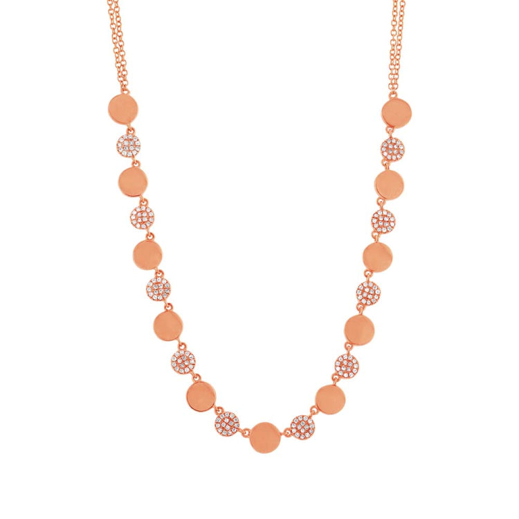 0.30ct 14k Rose Gold Diamond Pave Circle Necklace 0.30ct 14k Rose Gold Diamond Pave Circle Necklace
