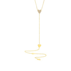 0.14ct 14k Yellow Gold Diamond Pave Heart Lariat Necklace 0.14ct 14k Yellow Gold Diamond Pave Heart Lariat Necklace