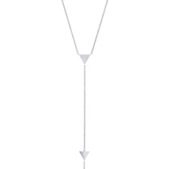 0.13ct 14k White Gold Diamond Pave Triangle Lariat Necklace 0.13ct 14k White Gold Diamond Pave Triangle Lariat Necklace