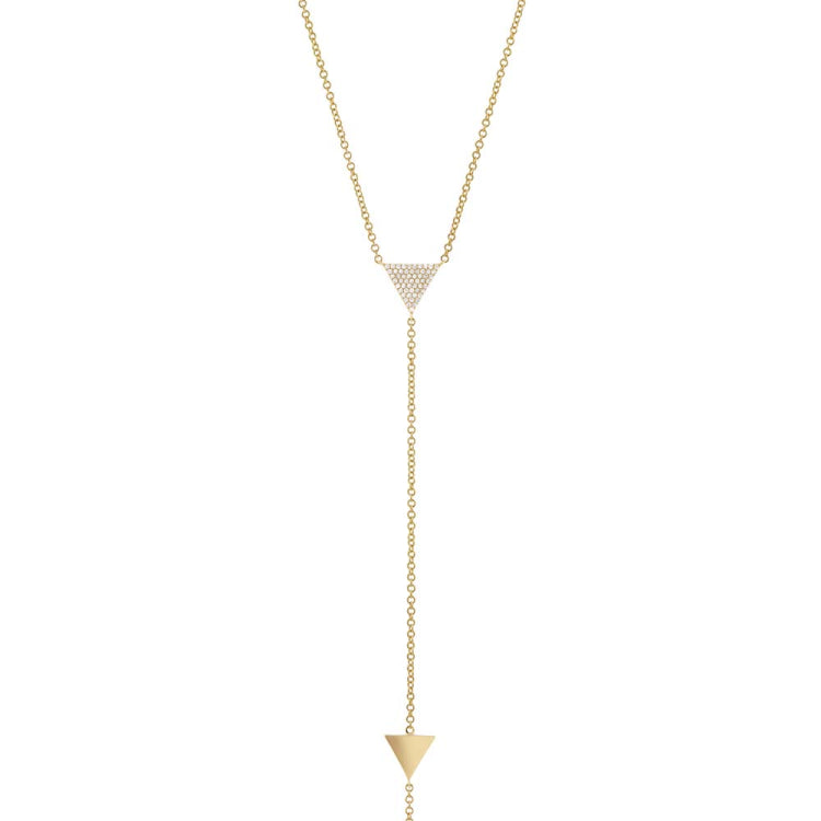 0.13ct 14k Yellow Gold Diamond Pave Triangle Lariat Necklace 0.13ct 14k Yellow Gold Diamond Pave Triangle Lariat Necklace