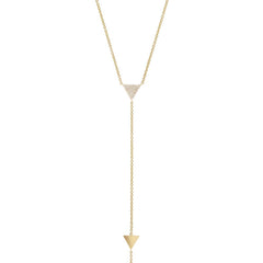 0.13ct 14k Yellow Gold Diamond Pave Triangle Lariat Necklace 0.13ct 14k Yellow Gold Diamond Pave Triangle Lariat Necklace