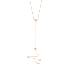 0.13ct 14k Rose Gold Diamond Pave Triangle Lariat Necklace 0.13ct 14k Rose Gold Diamond Pave Triangle Lariat Necklace