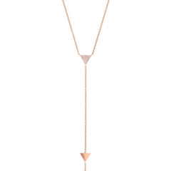 0.13ct 14k Rose Gold Diamond Pave Triangle Lariat Necklace 0.13ct 14k Rose Gold Diamond Pave Triangle Lariat Necklace