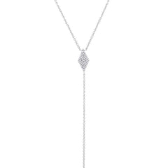 0.14ct 14k White Gold Diamond Pave Lariat Necklace 0.14ct 14k White Gold Diamond Pave Lariat Necklace