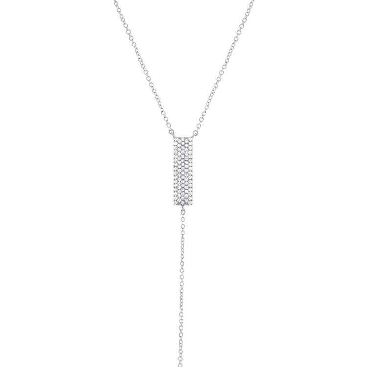 0.19ct 14k White Gold Diamond Pave Lariat Necklace 0.19ct 14k White Gold Diamond Pave Lariat Necklace