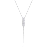 0.19ct 14k White Gold Diamond Pave Lariat Necklace