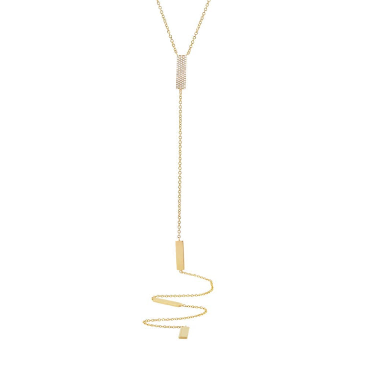 0.19ct 14k Yellow Gold Diamond Pave Lariat Necklace 0.19ct 14k Yellow Gold Diamond Pave Lariat Necklace