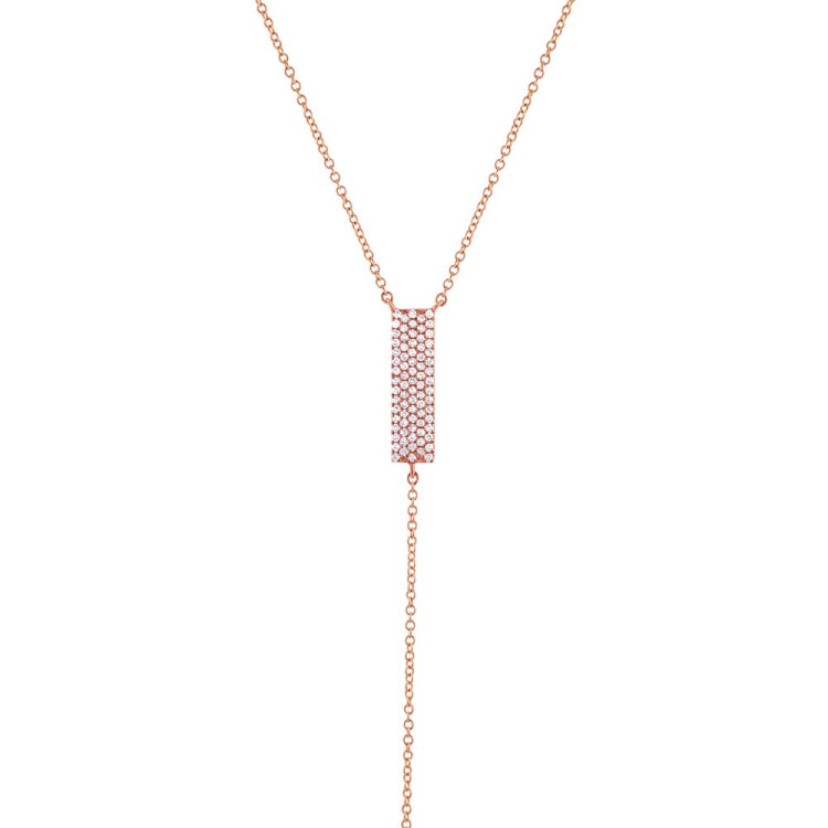 0.19ct 14k Rose Gold Diamond Pave Lariat Necklace 0.19ct 14k Rose Gold Diamond Pave Lariat Necklace
