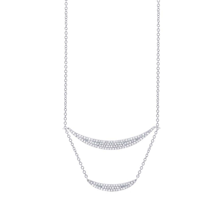 0.36ct 14k White Gold Diamond Pave Double Crescent Necklace 0.36ct 14k White Gold Diamond Pave Double Crescent Necklace