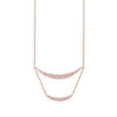 0.36ct 14k Rose Gold Diamond Pave Double Crescent Necklace 0.36ct 14k Rose Gold Diamond Pave Double Crescent Necklace