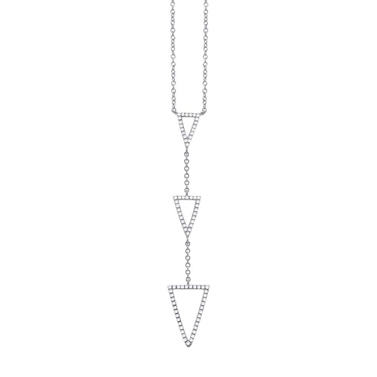 0.20ct 14k White Gold Diamond Triangle Lariat Necklace 0.20ct 14k White Gold Diamond Triangle Lariat Necklace
