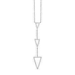 0.20ct 14k White Gold Diamond Triangle Lariat Necklace 0.20ct 14k White Gold Diamond Triangle Lariat Necklace