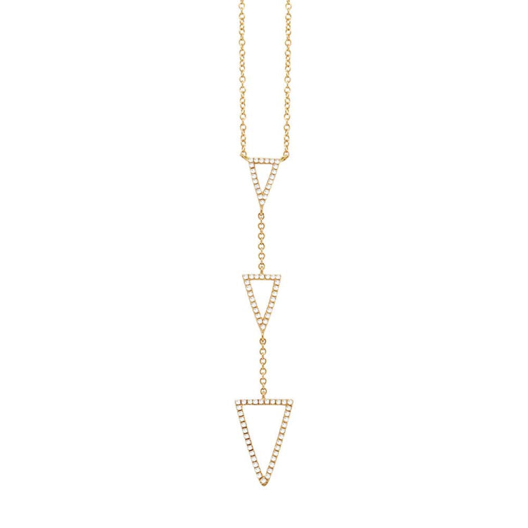 0.20ct 14k Yellow Gold Diamond Triangle Lariat Necklace 0.20ct 14k Yellow Gold Diamond Triangle Lariat Necklace