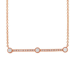 0.23ct 14k Rose Gold Diamond Bar Necklace 0.23ct 14k Rose Gold Diamond Bar Necklace