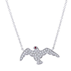 0.20ct Diamond & 0.01ct Ruby 14k White Gold Eagle Necklace 0.20ct Diamond & 0.01ct Ruby 14k White Gold Eagle Necklace