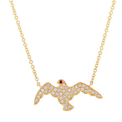 0.20ct Diamond & 0.01ct Ruby 14k Yellow Gold Eagle Necklace 0.20ct Diamond & 0.01ct Ruby 14k Yellow Gold Eagle Necklace