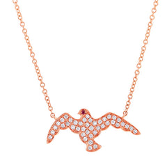 0.20ct Diamond & 0.01ct Ruby 14k Rose Gold Eagle Necklace 0.20ct Diamond & 0.01ct Ruby 14k Rose Gold Eagle Necklace