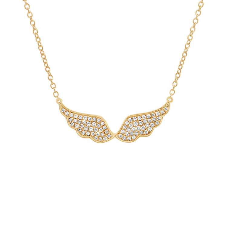 0.22ct 14k Yellow Gold Diamond Angel Wings Necklace 0.22ct 14k Yellow Gold Diamond Angel Wings Necklace