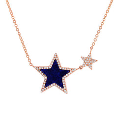 0.18ct Diamond & 0.70ct Lapis 14k Rose Gold Star Necklace 0.18ct Diamond & 0.70ct Lapis 14k Rose Gold Star Necklace