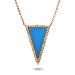 0.13ct Diamond & 0.70ct Composite Turquoise 14k Rose Gold Necklace 0.13ct Diamond & 0.70ct Composite Turquoise 14k Rose Gold Necklace