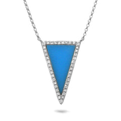 0.13ct Diamond & 0.70ct Composite Turqoise 14k White Gold Necklace 0.13ct Diamond & 0.70ct Composite Turqoise 14k White Gold Necklace