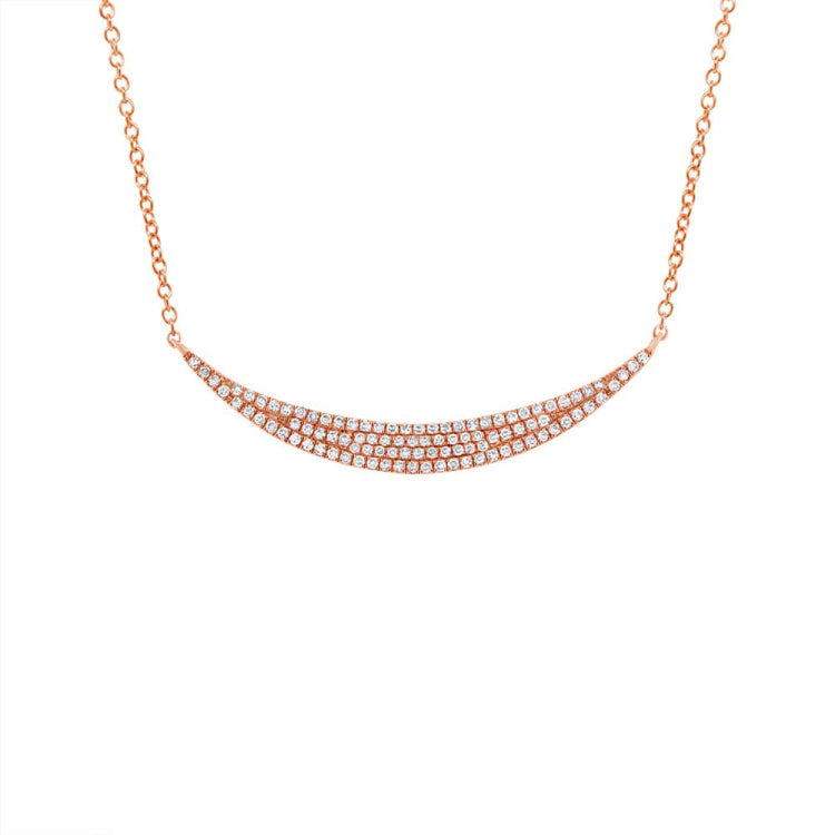 0.25ct 14k Rose Gold Diamond Pave Crescent Necklace 0.25ct 14k Rose Gold Diamond Pave Crescent Necklace