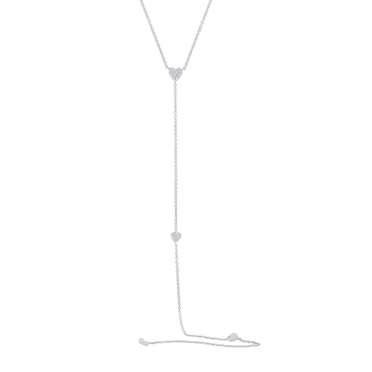 0.09ct 14k White Gold Diamond Heart Lariat Necklace 0.09ct 14k White Gold Diamond Heart Lariat Necklace